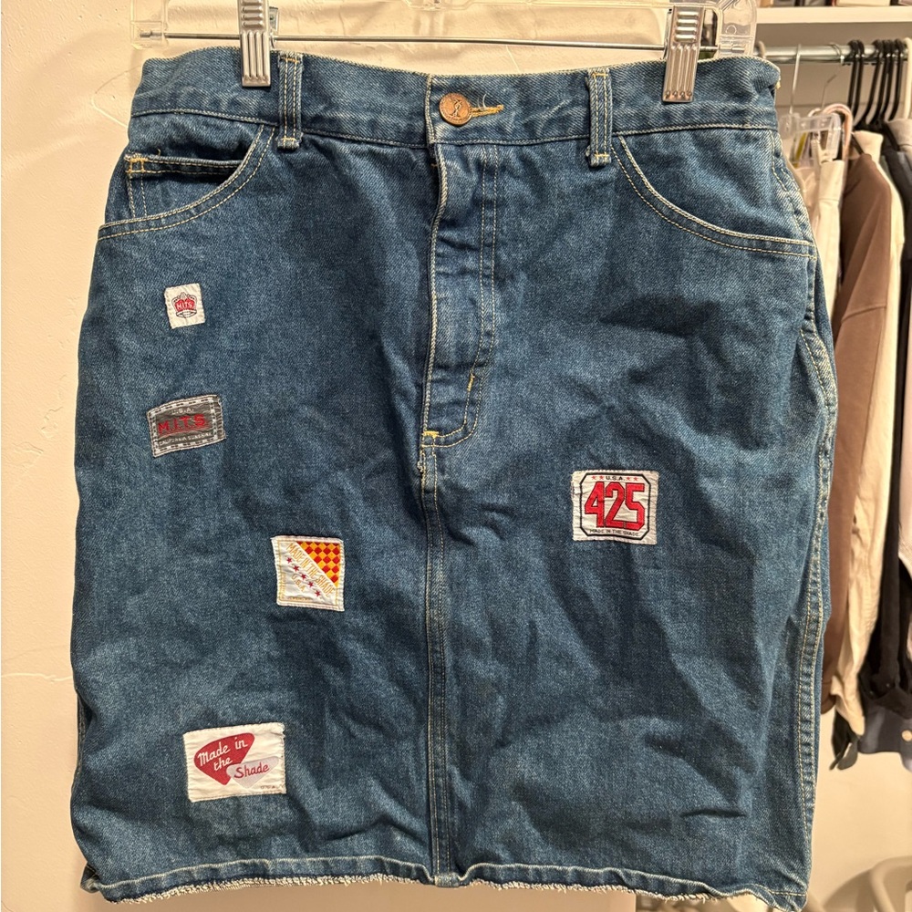 vintage made in the usa skirt with patches